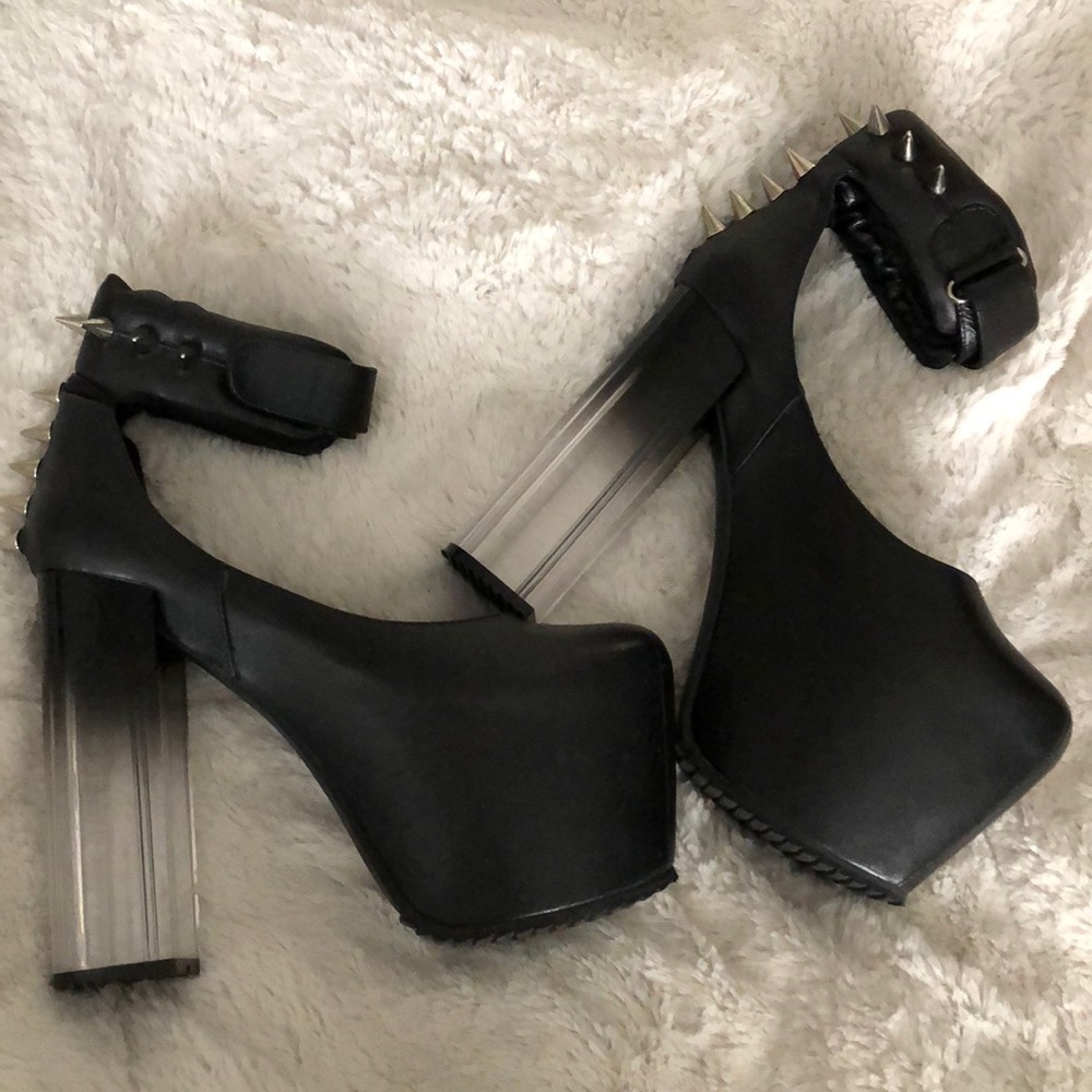 Unif Mary Chain Spiked Platform High Lucite Heels - image 6